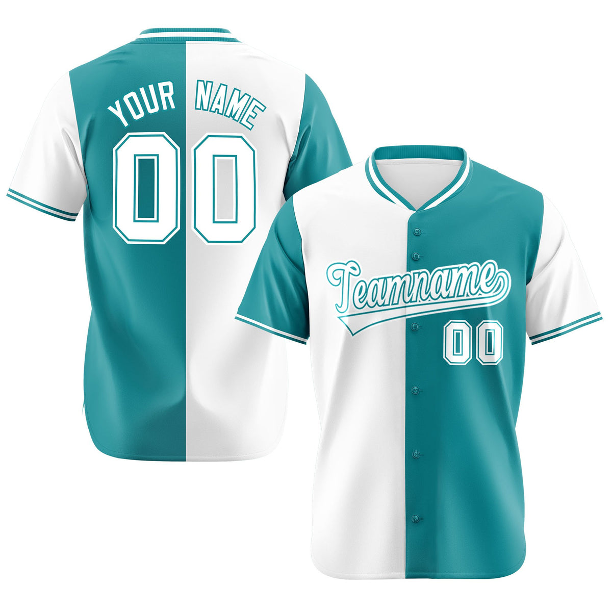 Custom White Aqua Authentic Split Fashion Baseball Jersey
