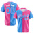 Custom Powder Blue Pink Authentic Split Fashion Baseball Jersey