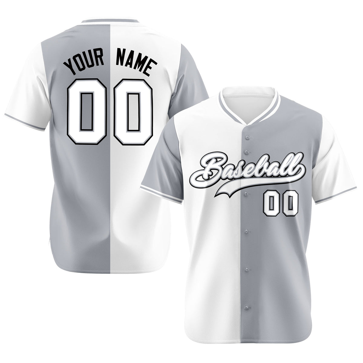 Custom White Gray Authentic Split Fashion Baseball Jersey