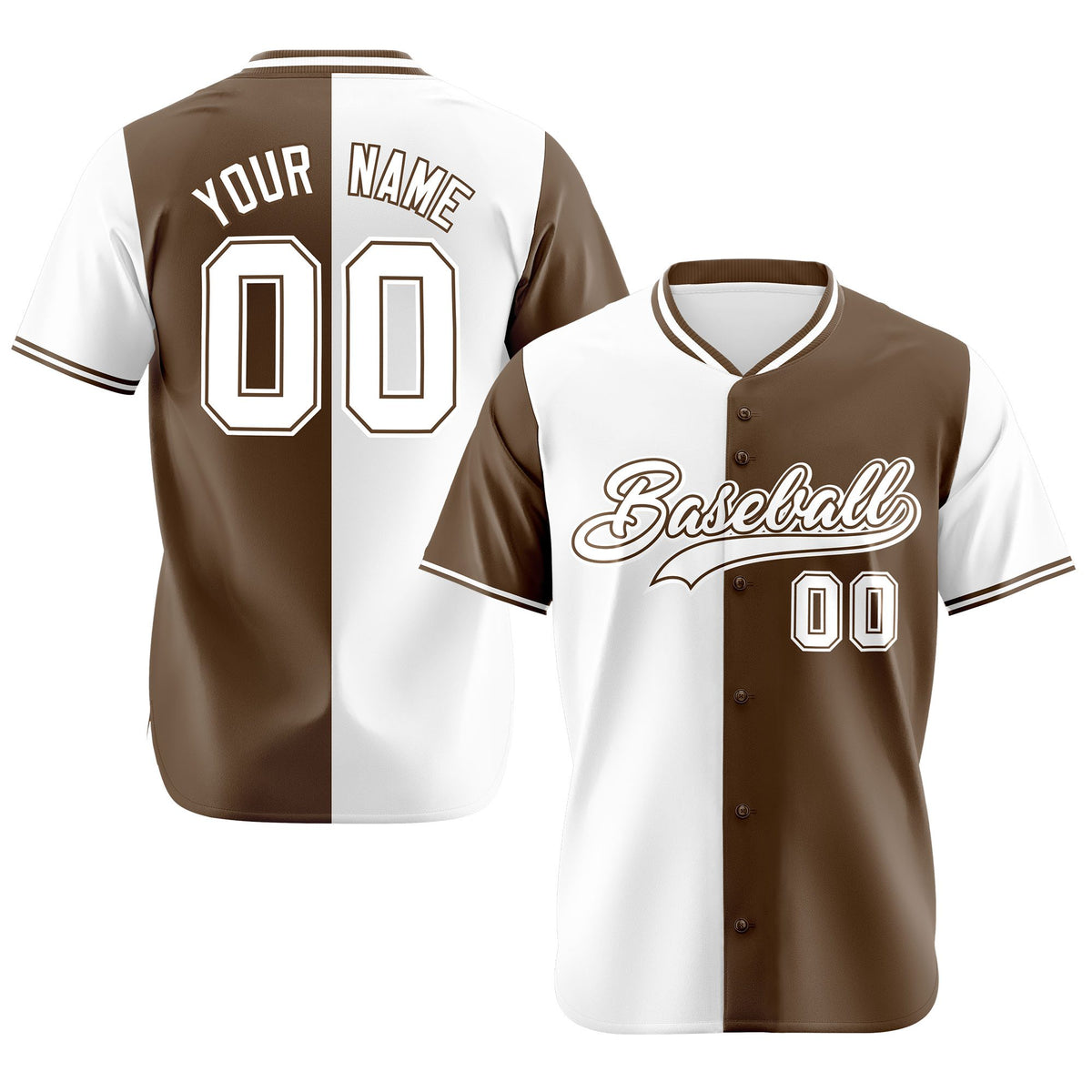 Custom White Light Brown Authentic Split Fashion Baseball Jersey