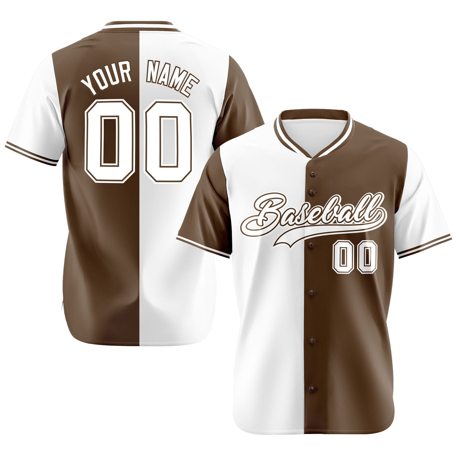 Custom White Light Brown Authentic Split Fashion Baseball Jersey