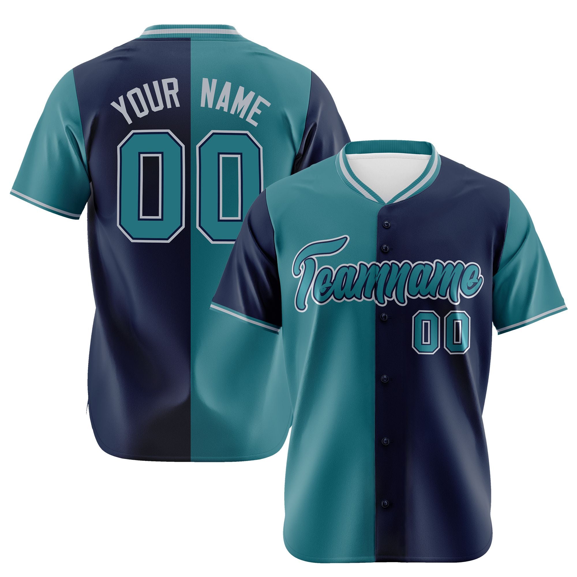 Custom Aqua Navy Authentic Split Fashion Baseball Jersey