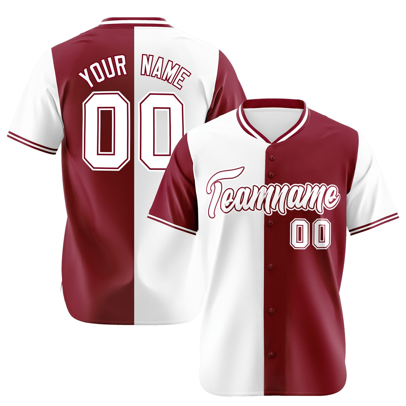 Custom White Crimson Authentic Split Fashion Baseball Jersey
