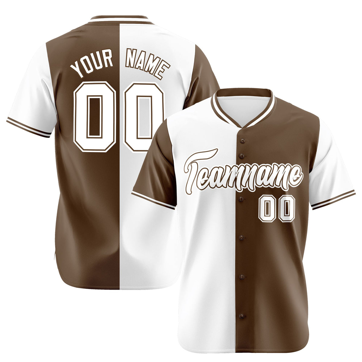 Custom White Light Brown Authentic Split Fashion Baseball Jersey