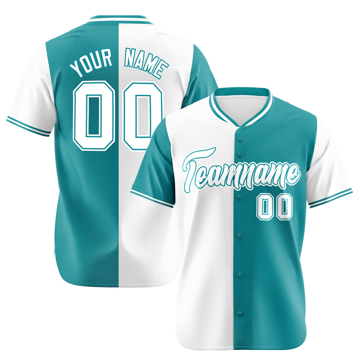 Custom White Aqua Authentic Split Fashion Baseball Jersey
