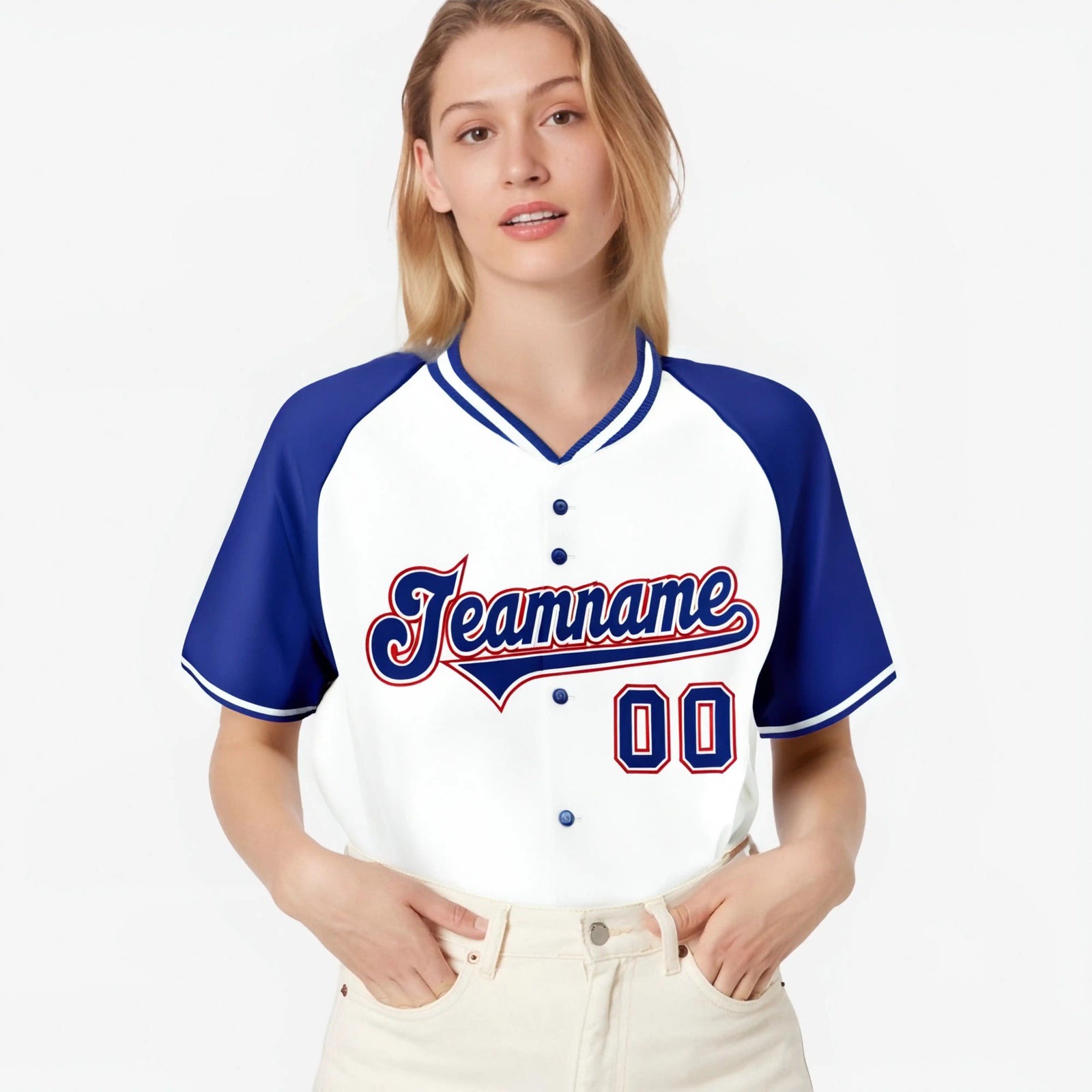 Custom White Blue Burgundy Authentic Colored Buttons Baseball Jersey