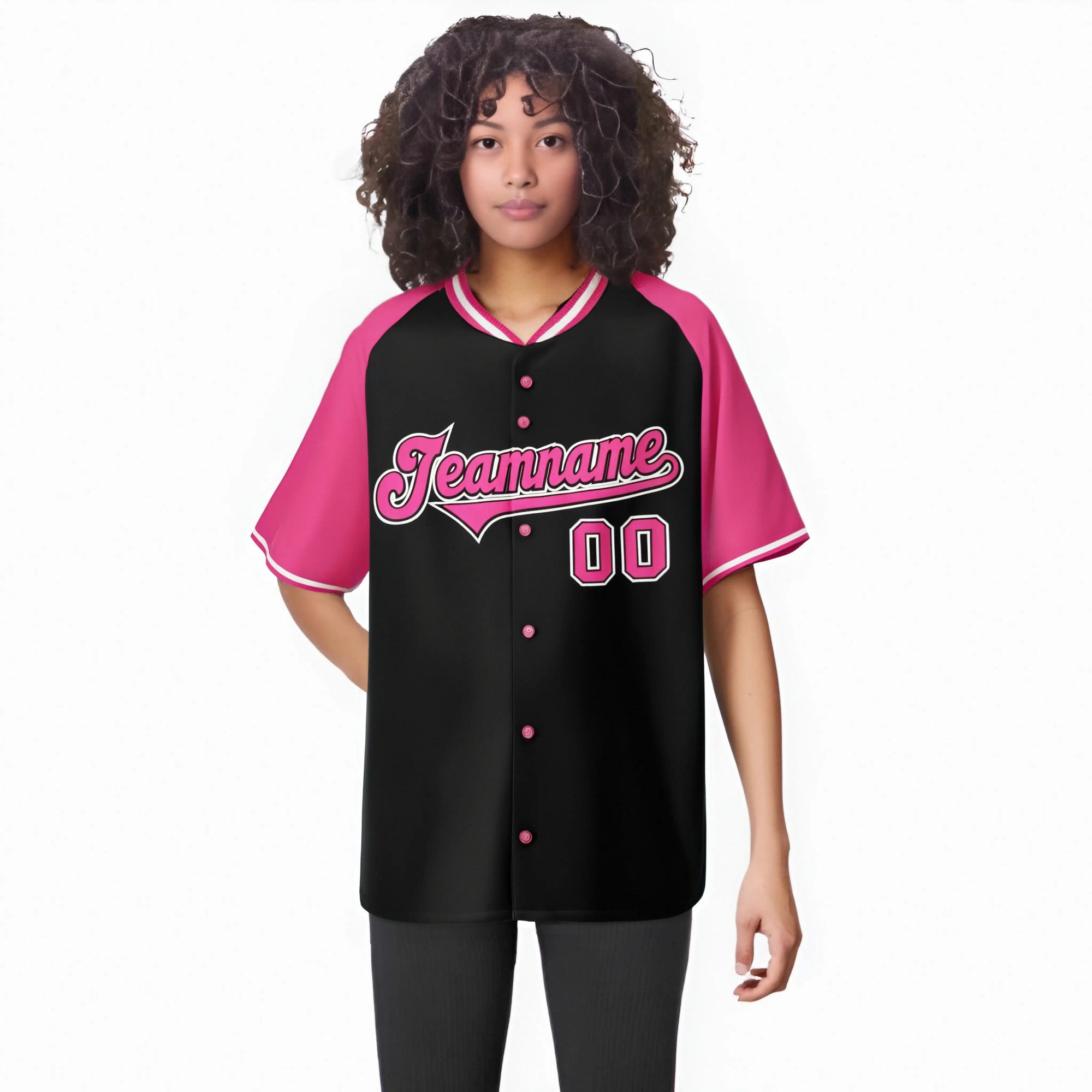 Custom Black Pick White Authentic Colored Buttons Baseball Jersey