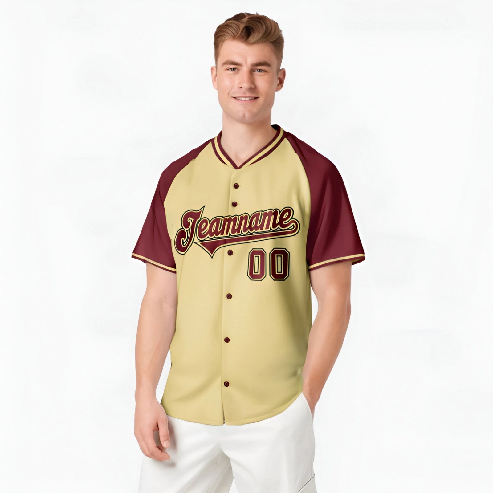 Custom Old Gold Burgundy Black Authentic Colored Buttons Baseball Jersey