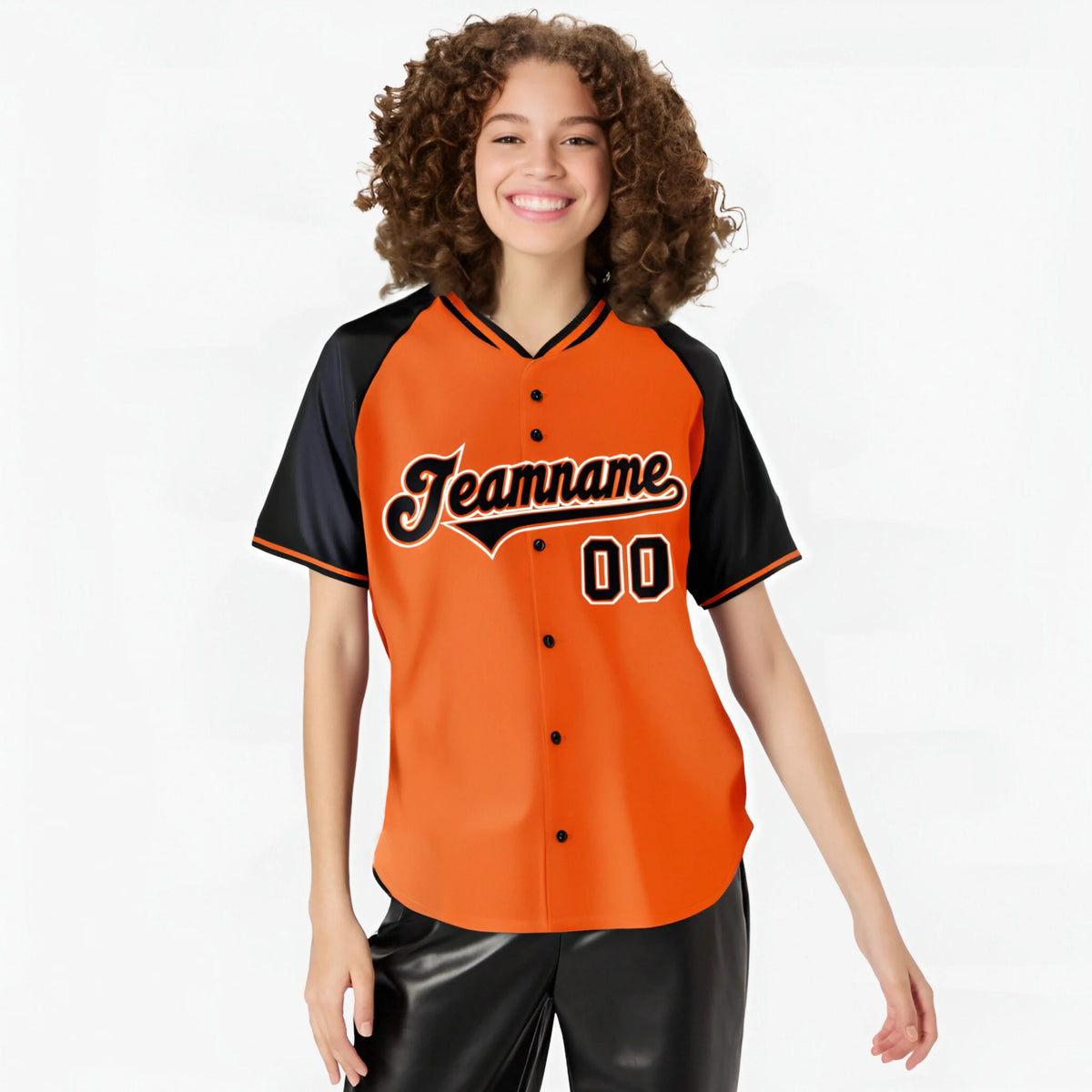 Custom Orange Black White Authentic Colored Buttons Baseball Jersey