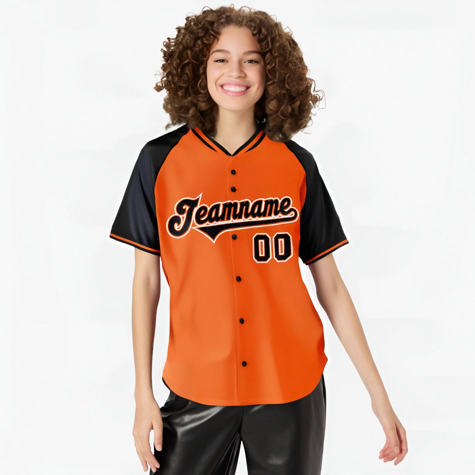 Custom Orange Black White Authentic Colored Buttons Baseball Jersey