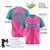 Custom Pink Aqua White Authentic Colored Buttons Baseball Jersey