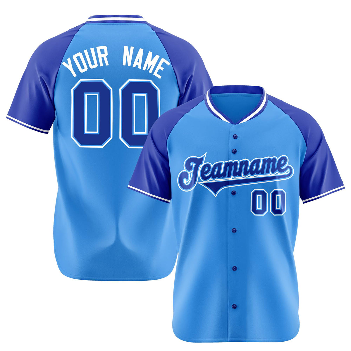 Custom Blue Purple White Authentic Colored Buttons Baseball Jersey