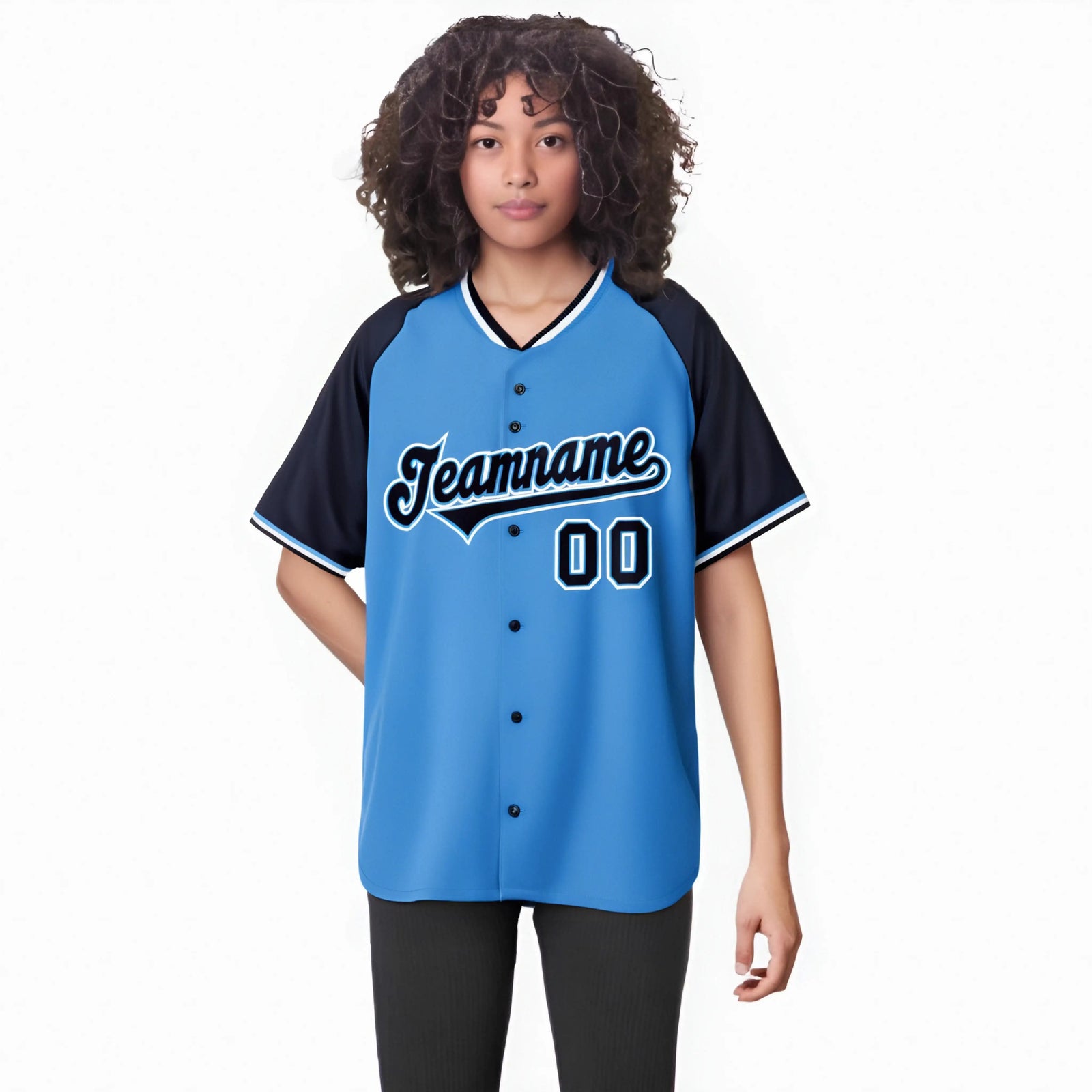 Custom Blue Navy White Authentic Colored Buttons Baseball Jersey