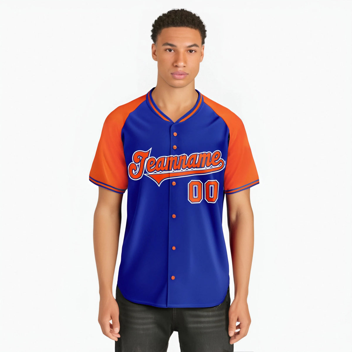Custom Purple Orange White Authentic Colored Buttons Baseball Jersey