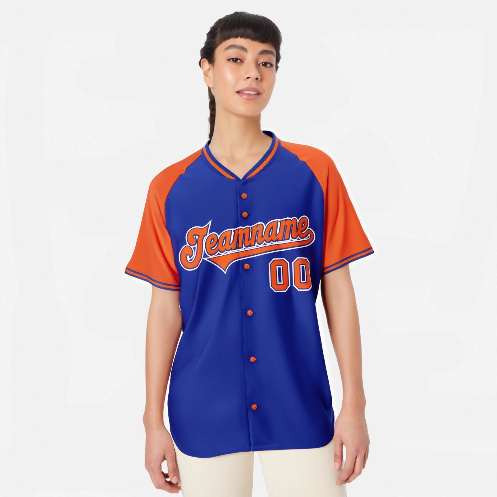 Custom Purple Orange White Authentic Colored Buttons Baseball Jersey