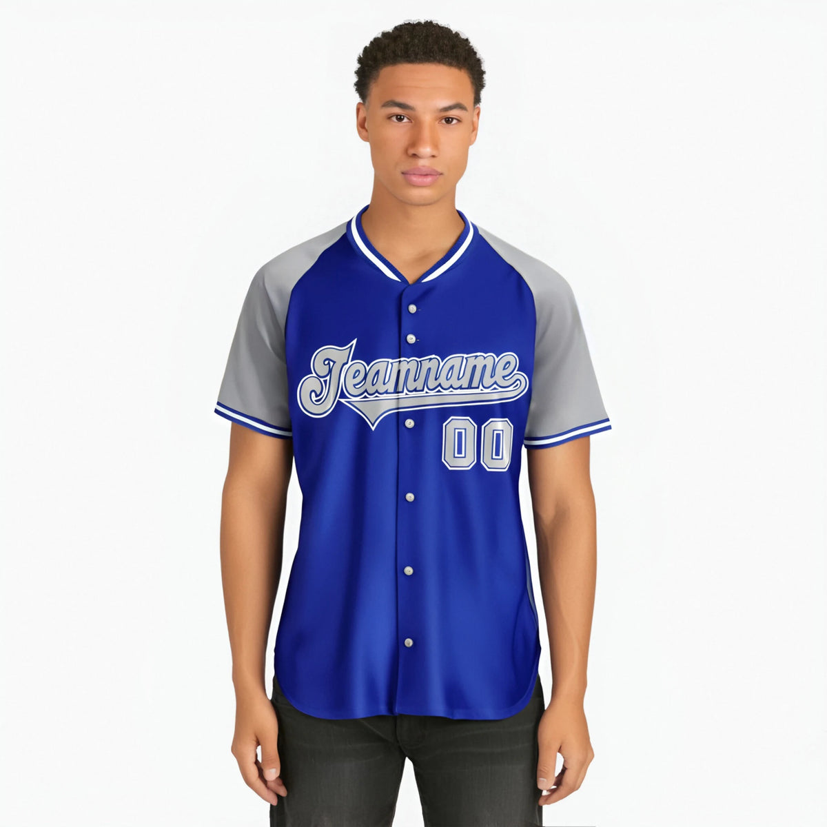 Custom Purple Gray White Authentic Colored Buttons Baseball Jersey