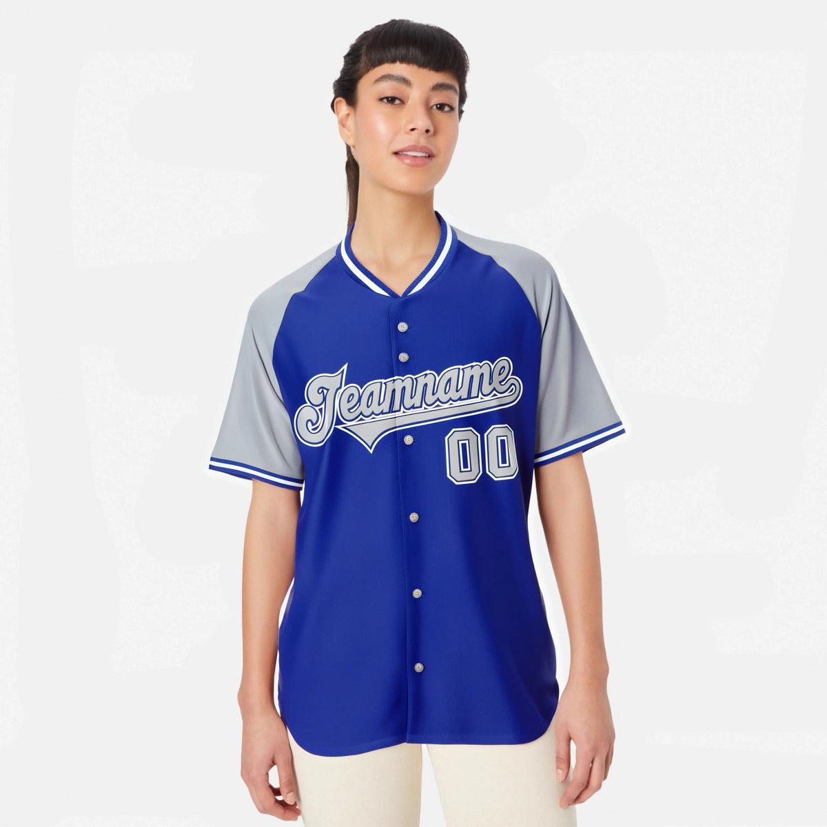 Custom Purple Gray White Authentic Colored Buttons Baseball Jersey