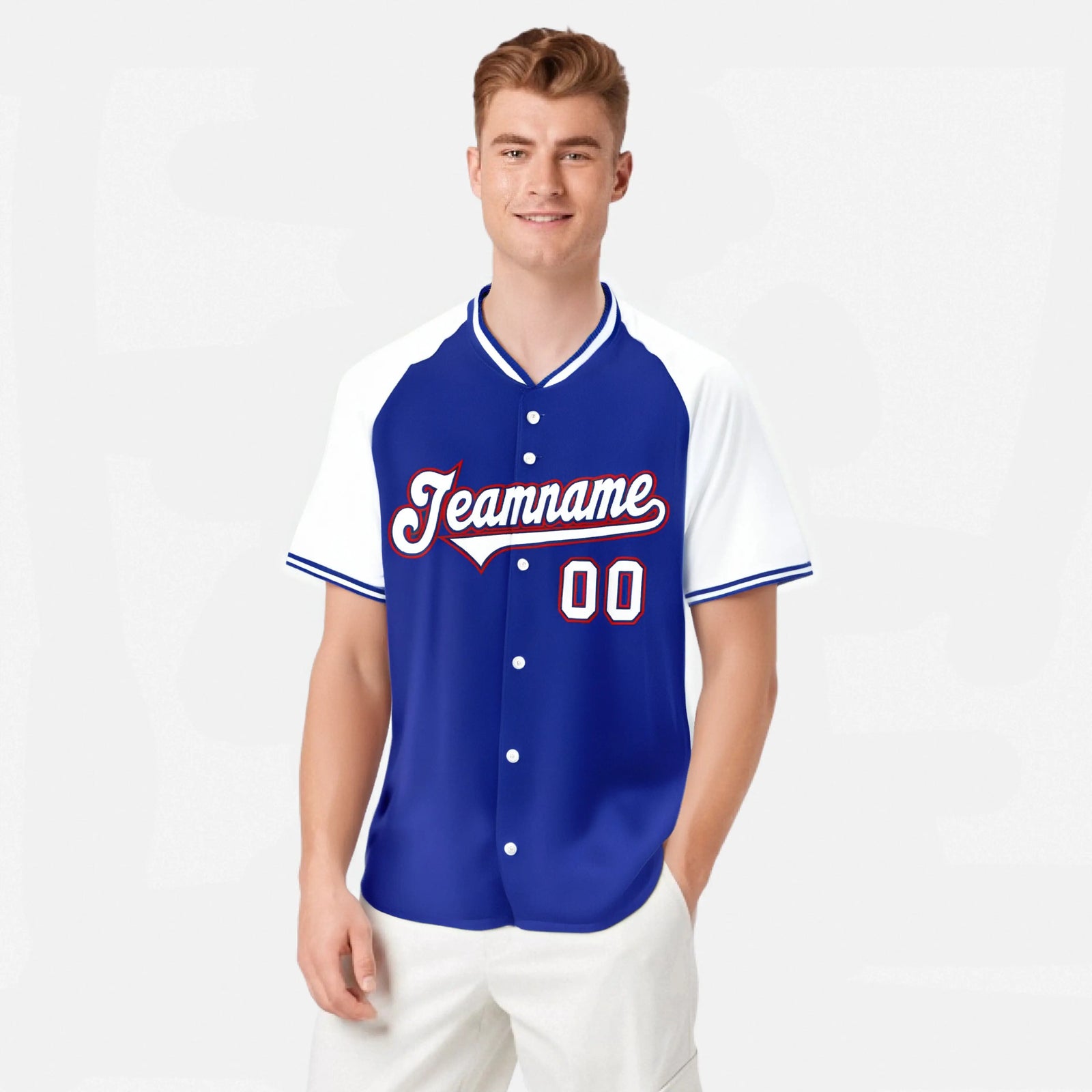 Custom Purple White Red Authentic Colored Buttons Baseball Jersey