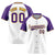 Custom White Purple Yellow Authentic Colored Buttons Baseball Jersey