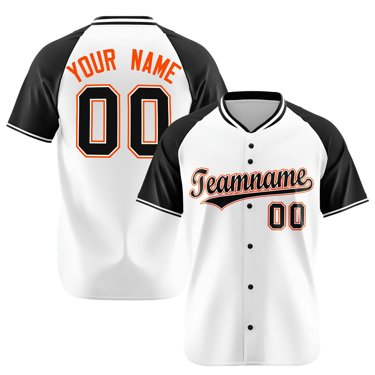 Custom White Black Orange Authentic Colored Buttons Baseball Jersey