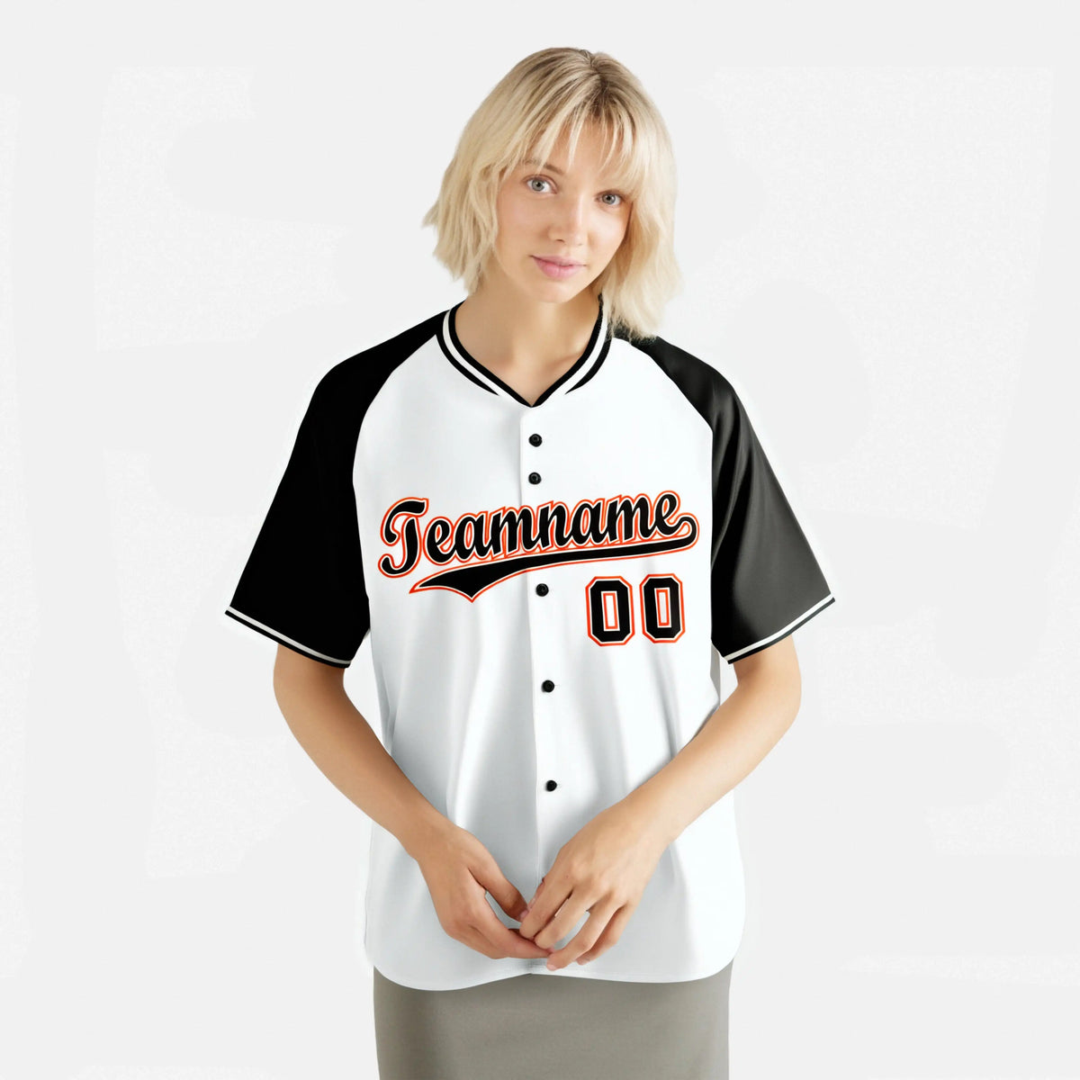 Custom White Black Orange Authentic Colored Buttons Baseball Jersey