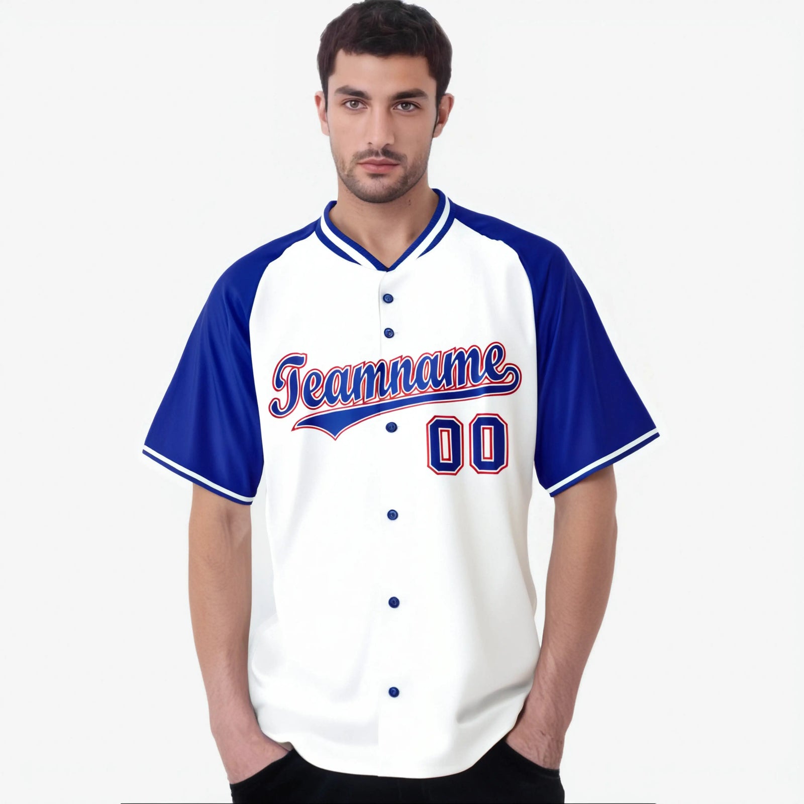 Custom White Blue Burgundy Authentic Colored Buttons Baseball Jersey