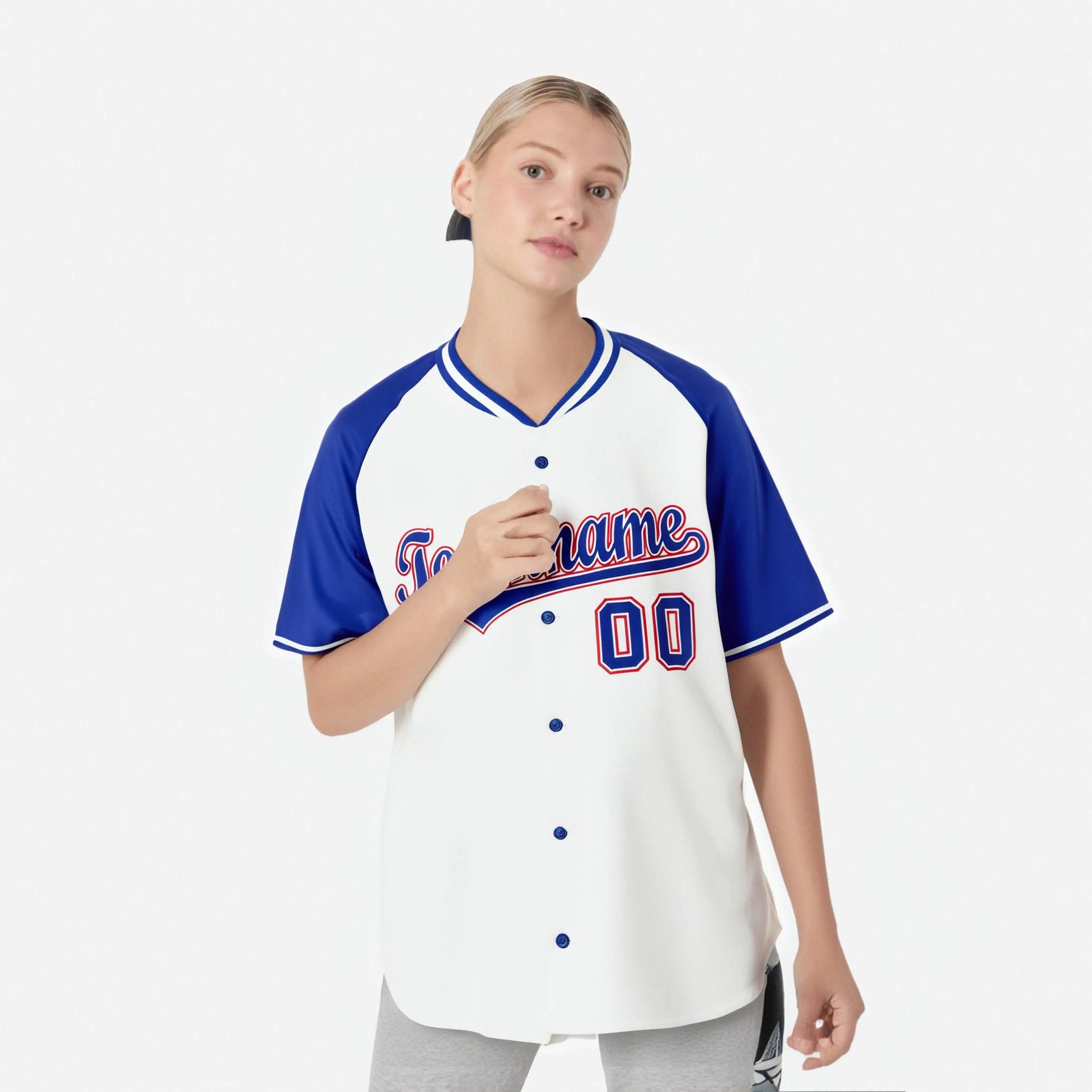 Custom White Blue Burgundy Authentic Colored Buttons Baseball Jersey