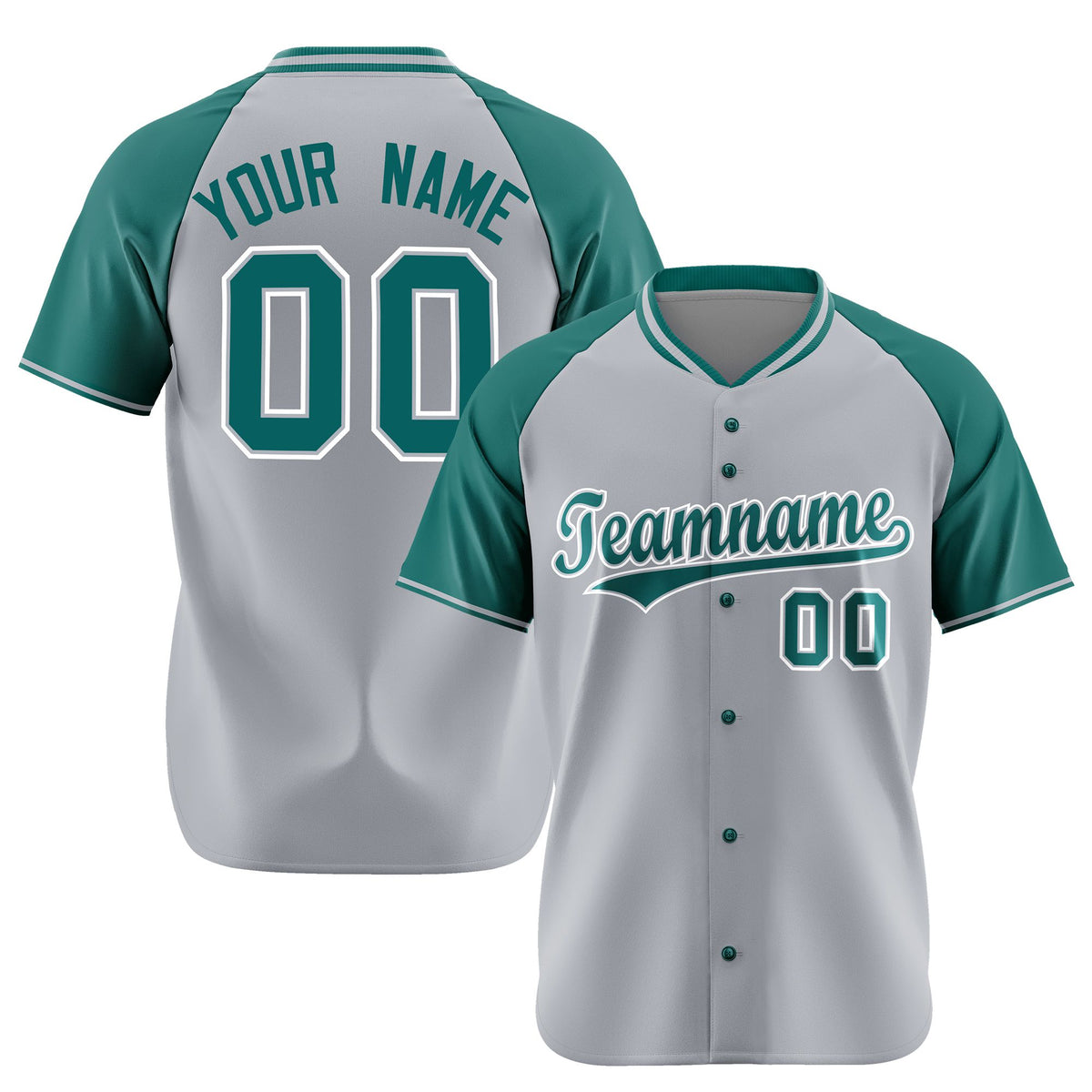 Custom Gray Midnight Green White Authentic Colored Buttons Baseball Jersey