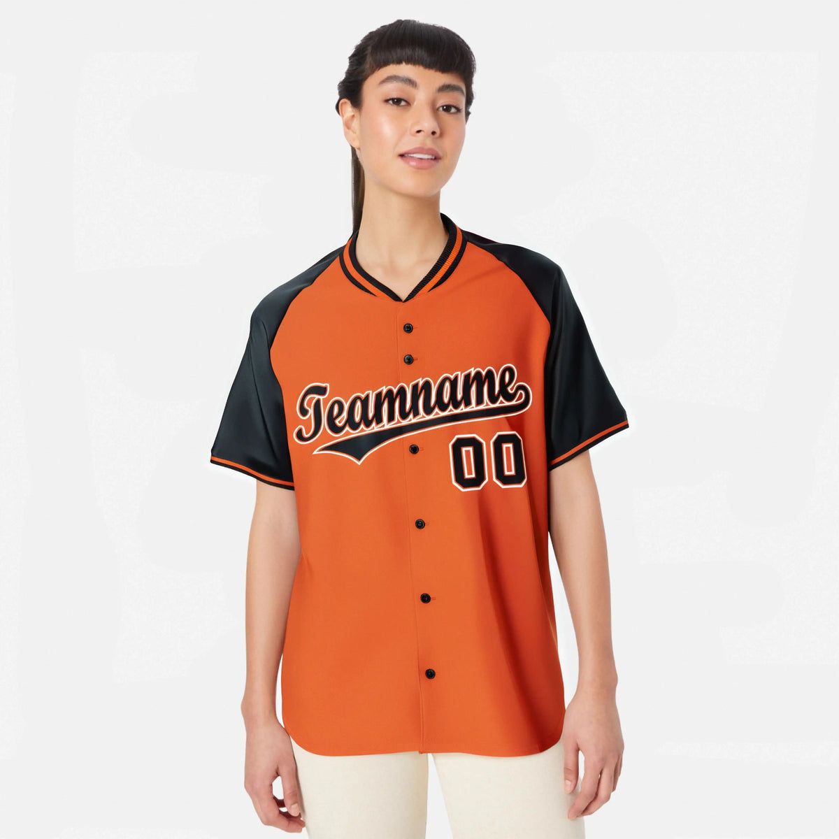 Custom Orange Black White Authentic Colored Buttons Baseball Jersey