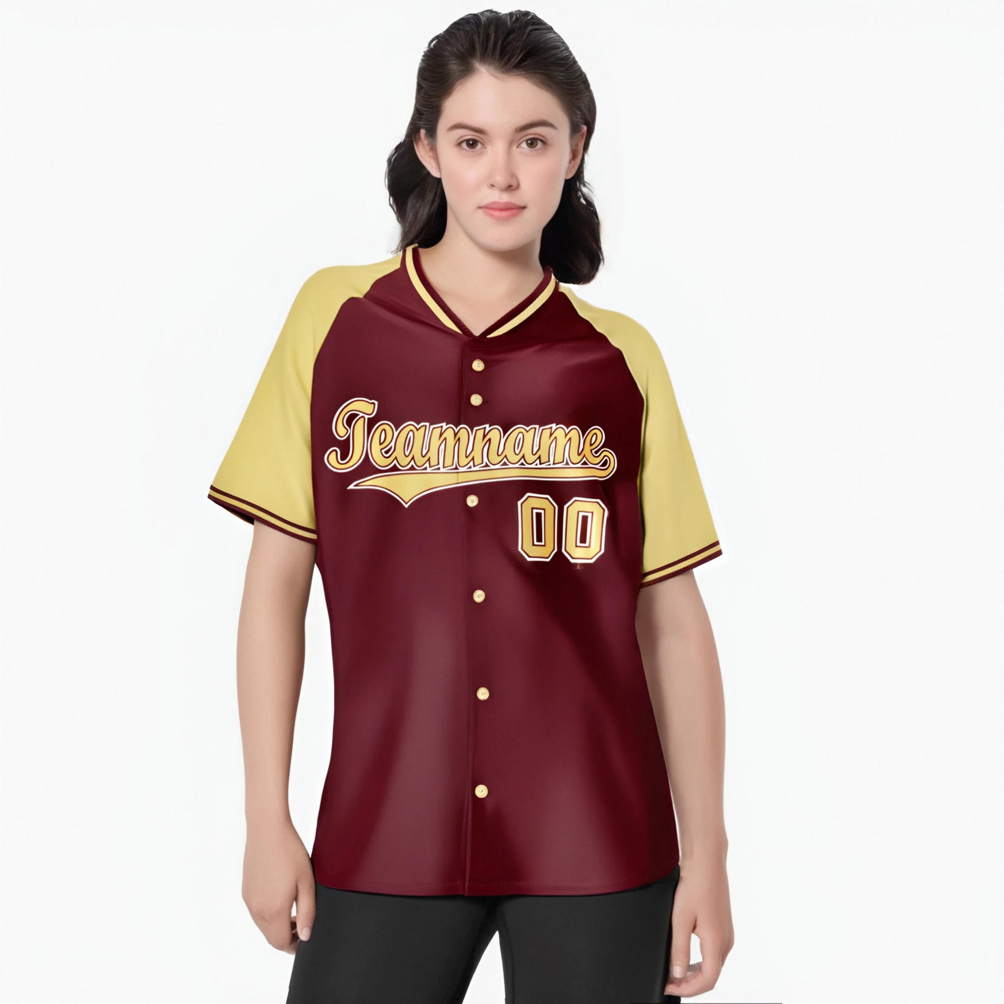 Custom Crimson Old Gold White Authentic Colored Buttons Baseball Jersey