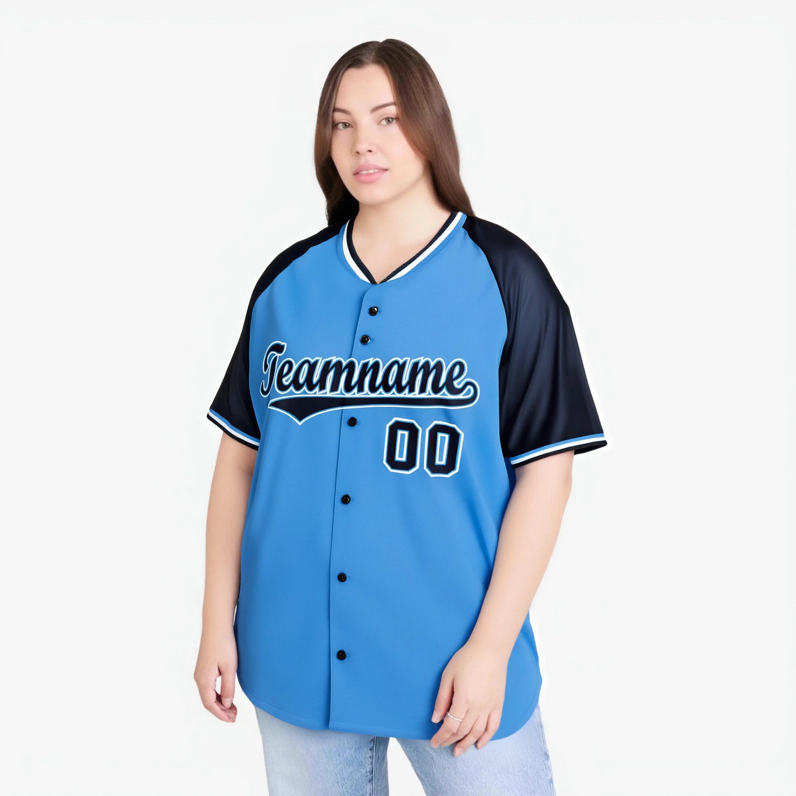 Custom Blue Navy White Authentic Colored Buttons Baseball Jersey