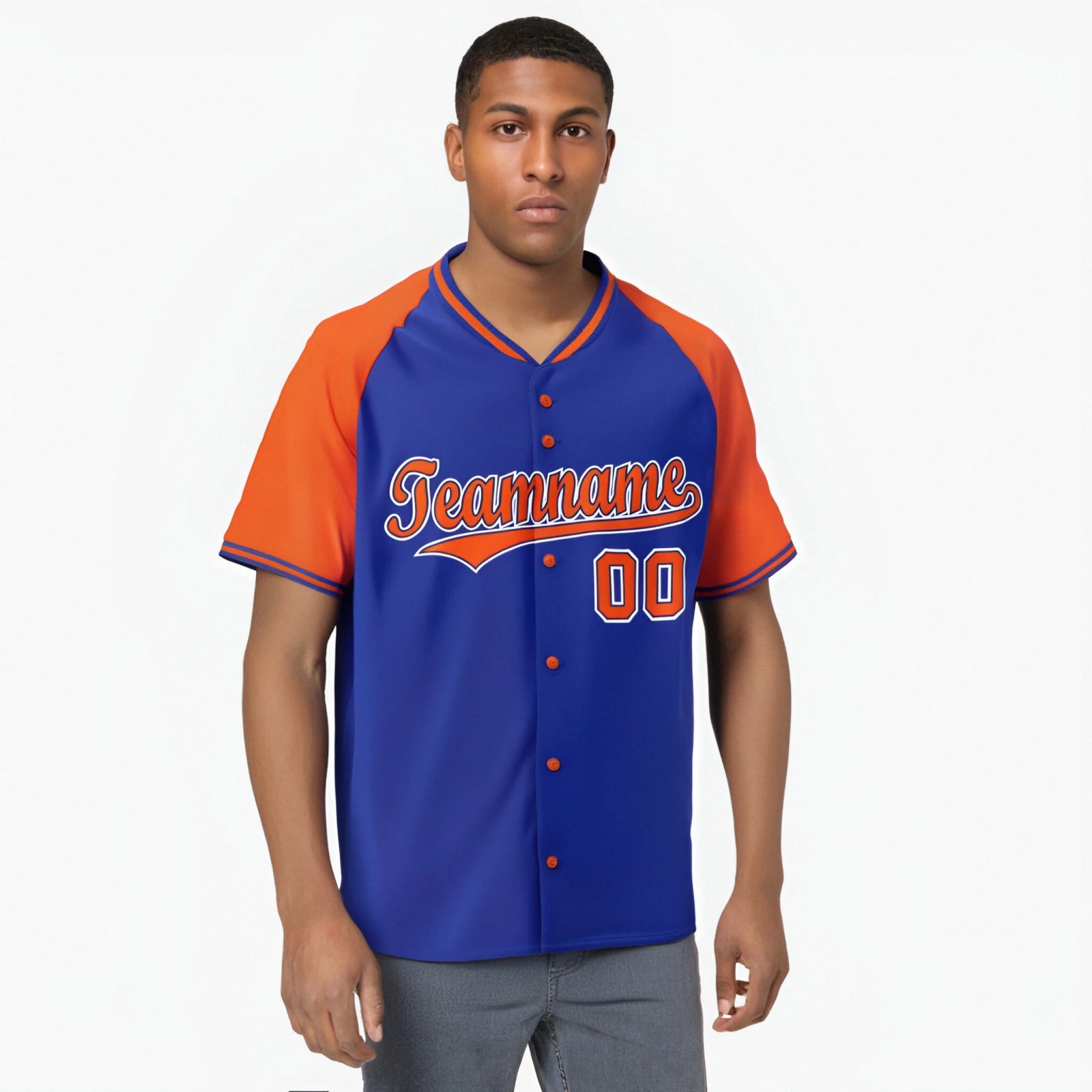 Custom Purple Orange White Authentic Colored Buttons Baseball Jersey