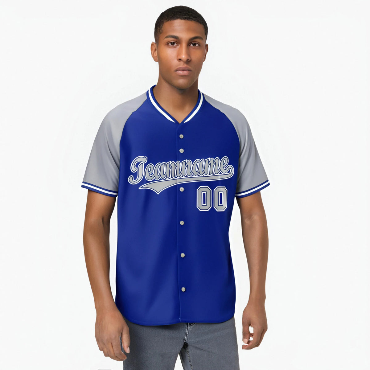 Custom Purple Gray White Authentic Colored Buttons Baseball Jersey