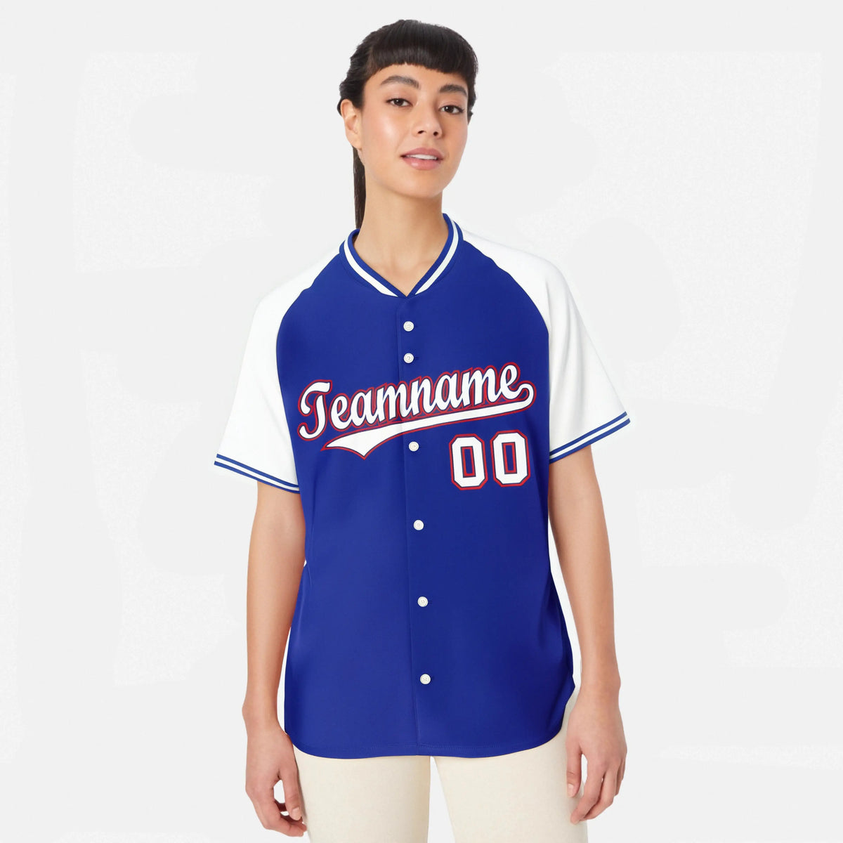 Custom Purple White Red Authentic Colored Buttons Baseball Jersey