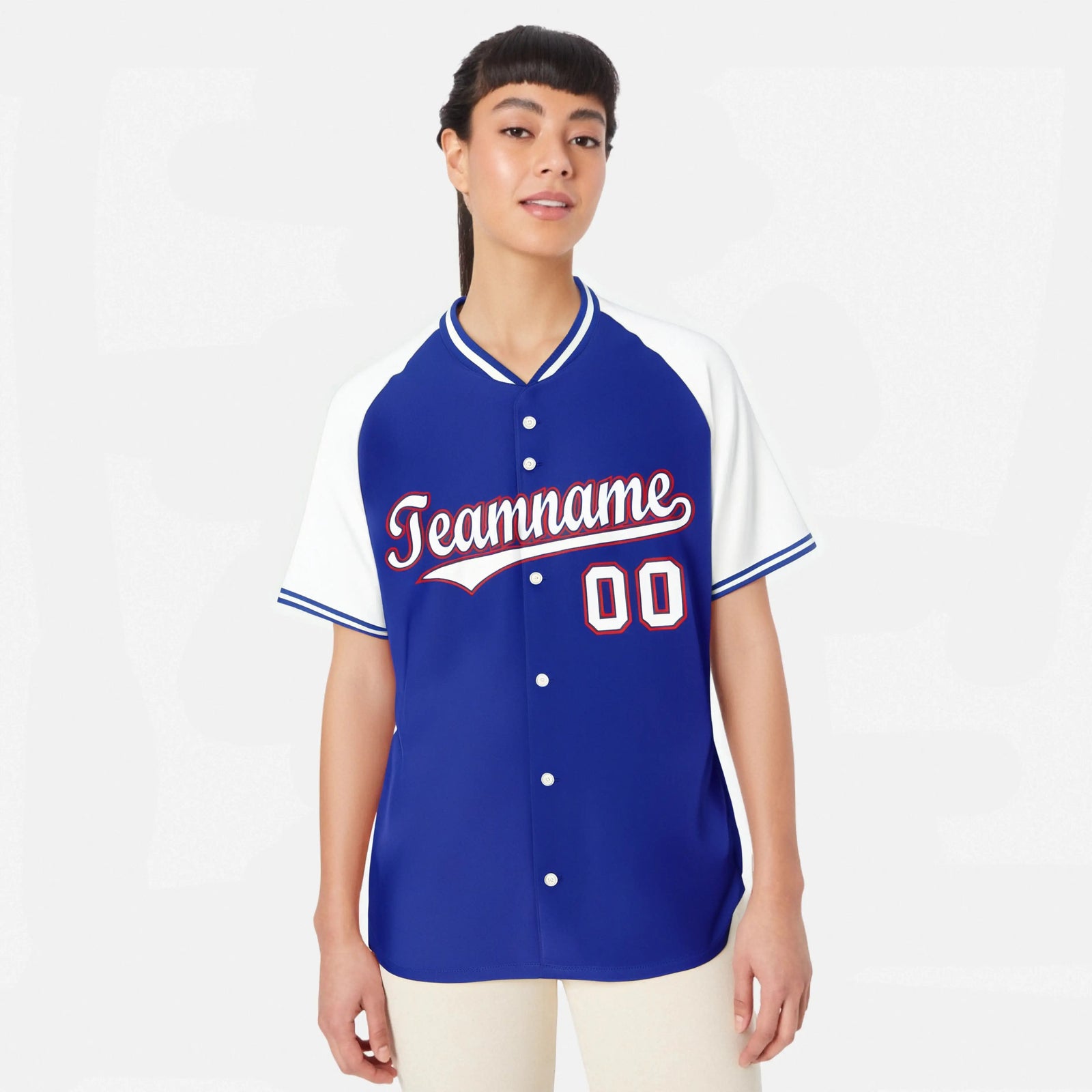 Custom Purple White Red Authentic Colored Buttons Baseball Jersey