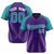 Custom Purple Aqua White Authentic Colored Buttons Baseball Jersey