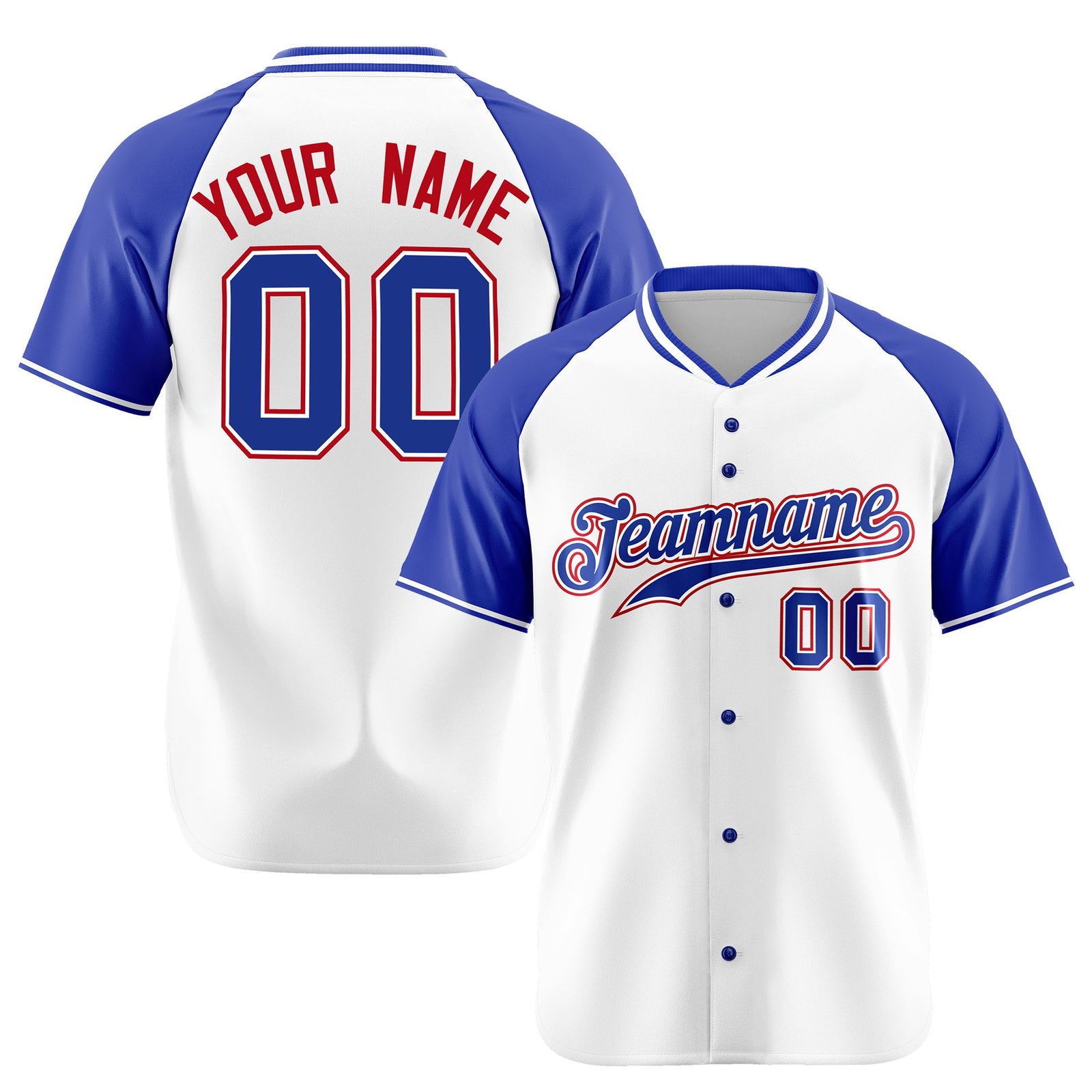 Custom White Blue Burgundy Authentic Colored Buttons Baseball Jersey
