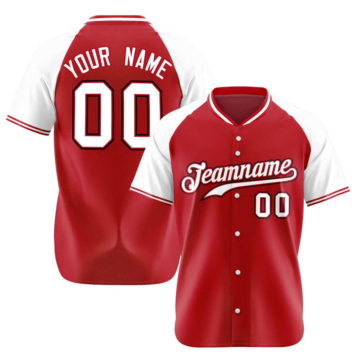 Custom Red White Black Authentic Colored Buttons Baseball Jersey