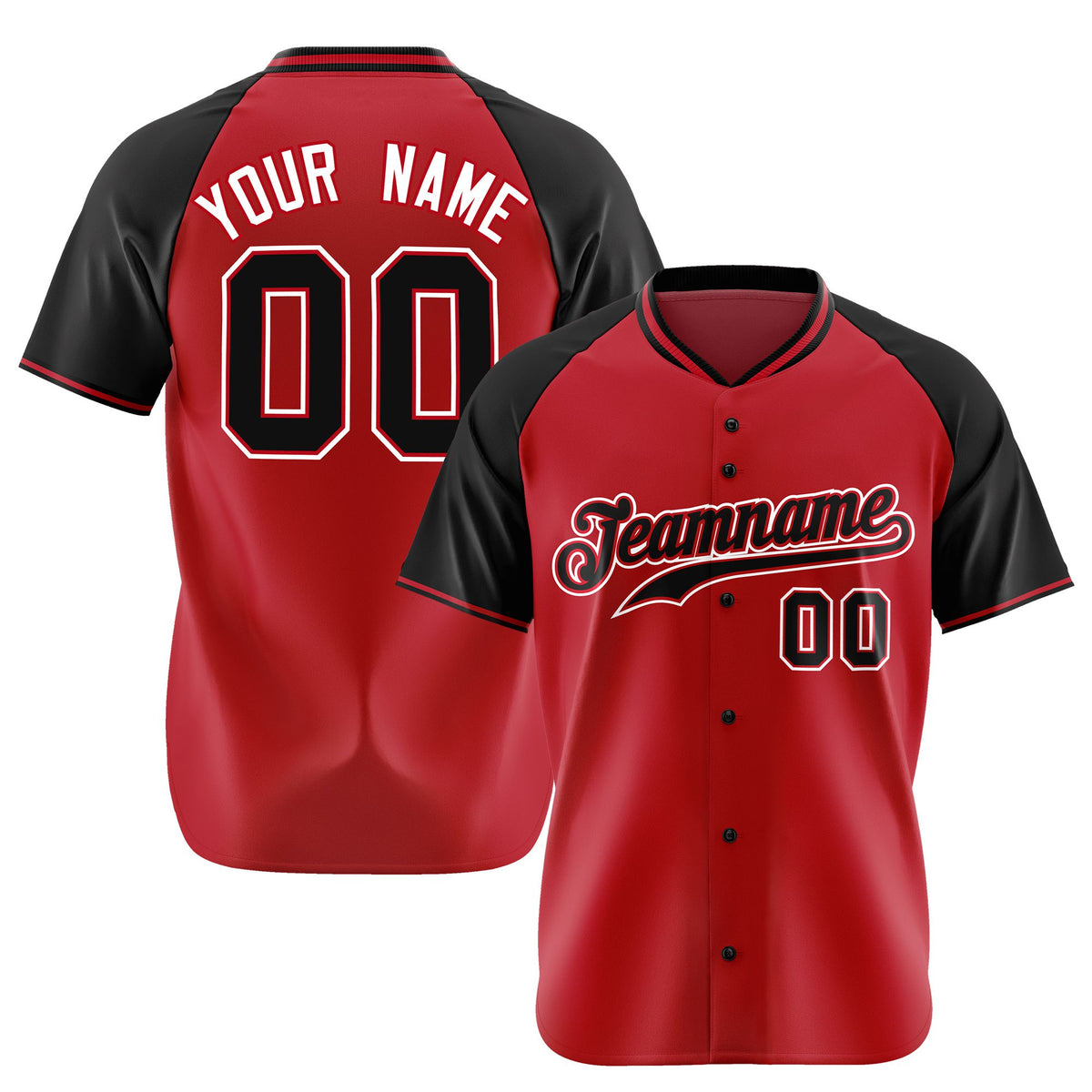 Custom Red Black White Authentic Colored Buttons Baseball Jersey