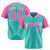 Custom Aqua Pink White Authentic Colored Buttons Baseball Jersey