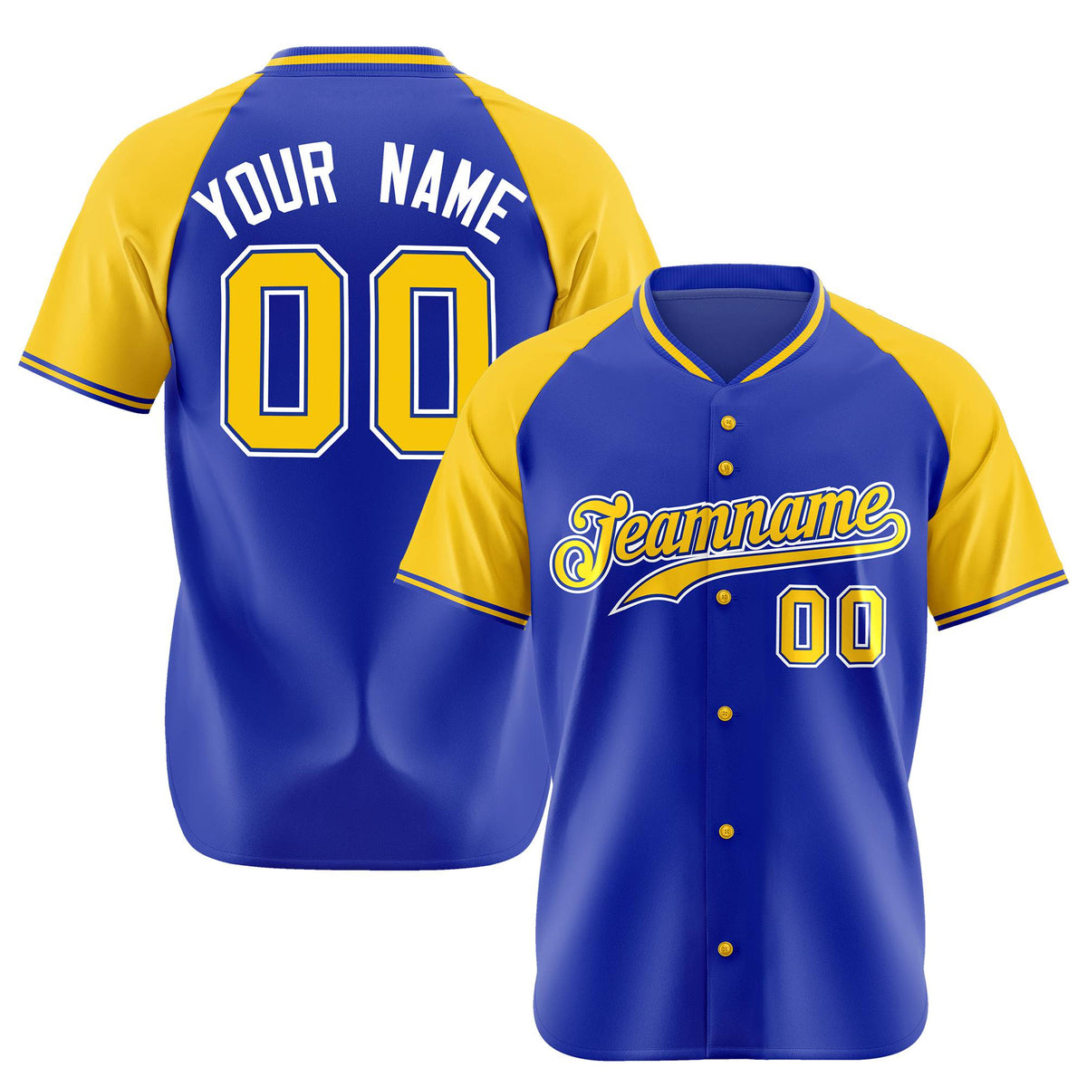 Custom Purple Yellow White Authentic Colored Buttons Baseball Jersey