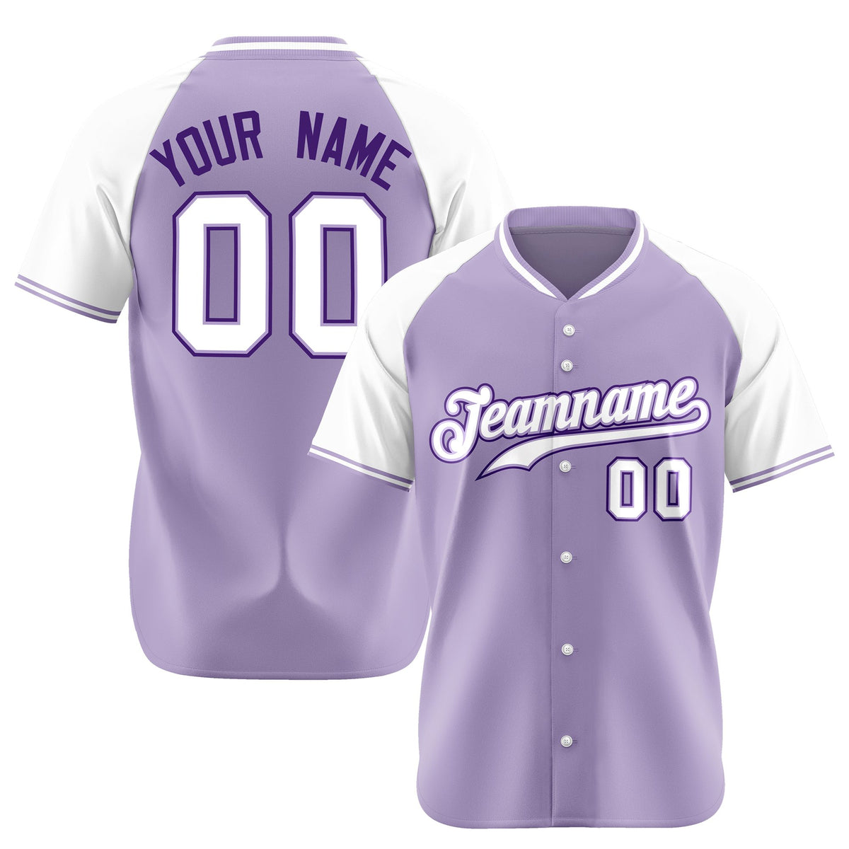 Custom Light Purple Purple White Authentic Colored Buttons Baseball Jersey