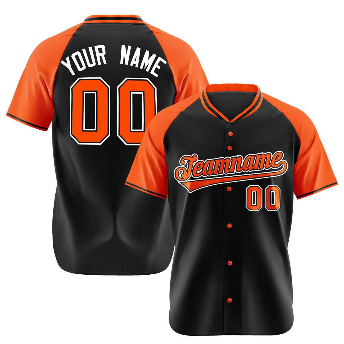 Custom Black Orange White Authentic Colored Buttons Baseball Jersey