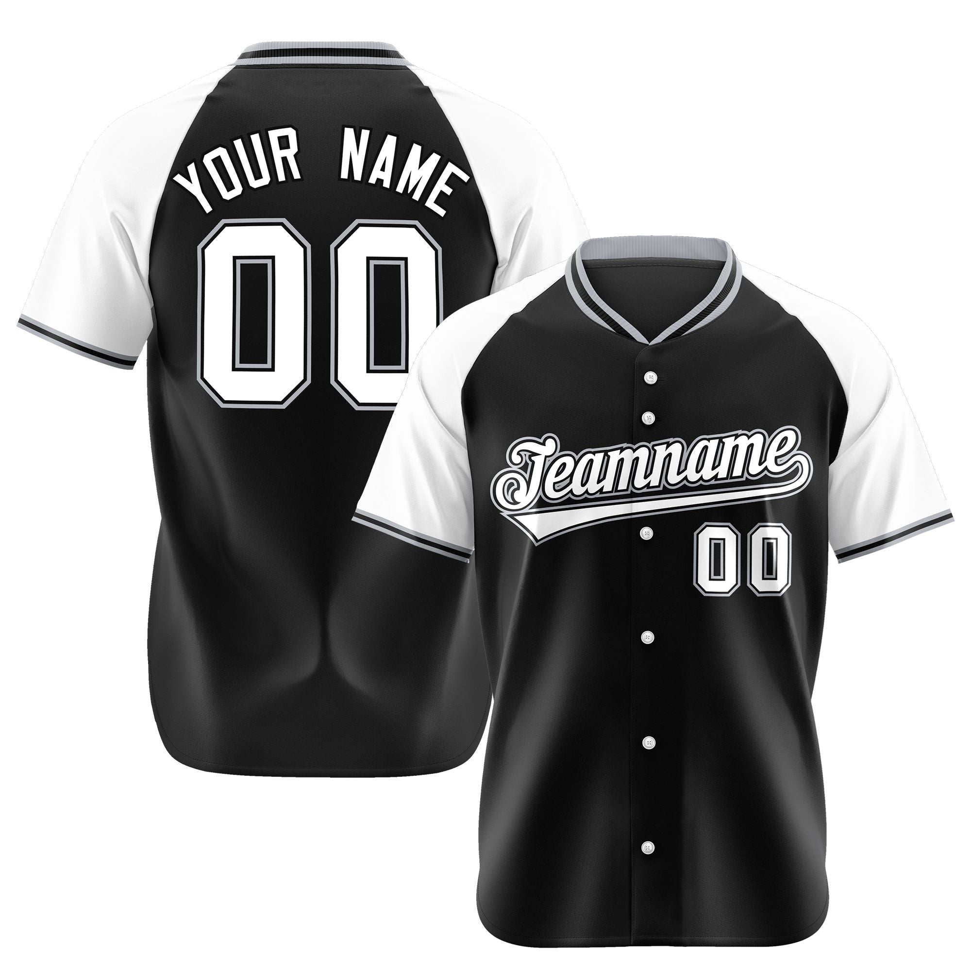 Custom Black White Authentic Colored Buttons Baseball Jersey