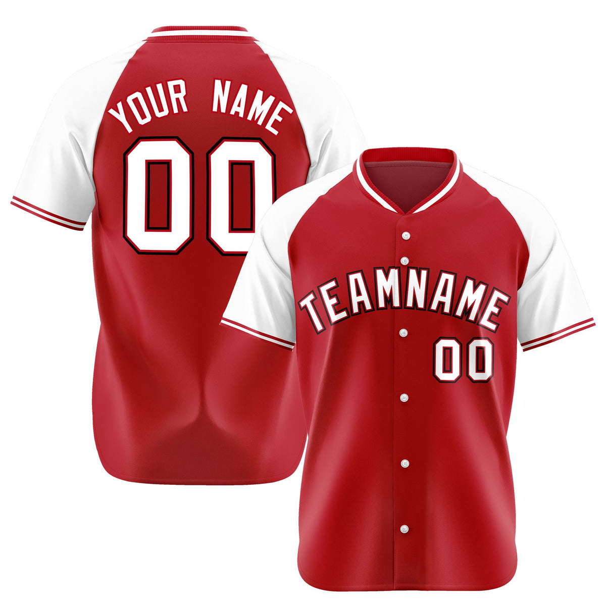 Custom Red White Black Authentic Colored Buttons Baseball Jersey