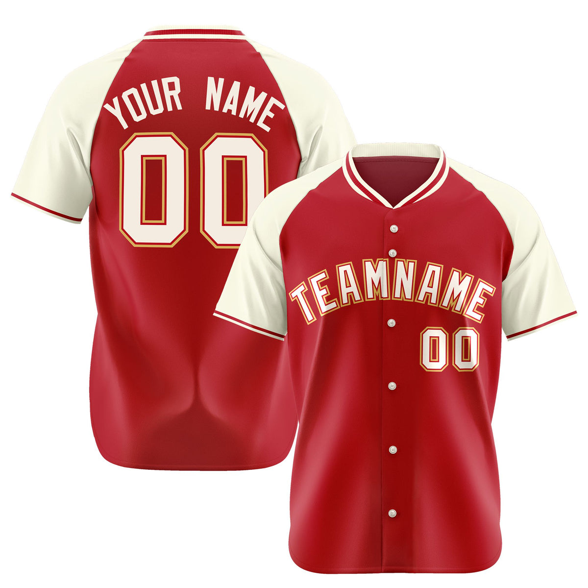Custom Red Cream Authentic Colored Buttons Baseball Jersey