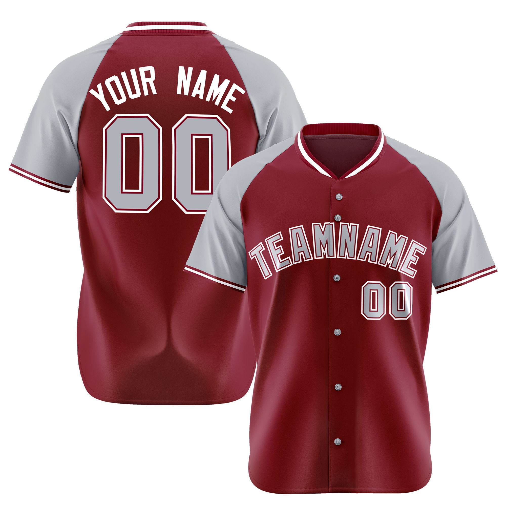 Custom Crimson Gray White Authentic Colored Buttons Baseball Jersey