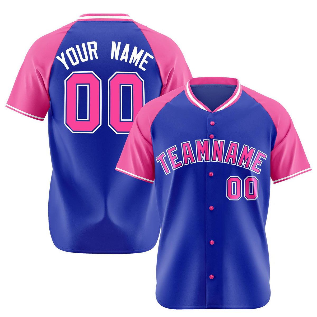 Custom Purple Pink White Authentic Colored Buttons Baseball Jersey