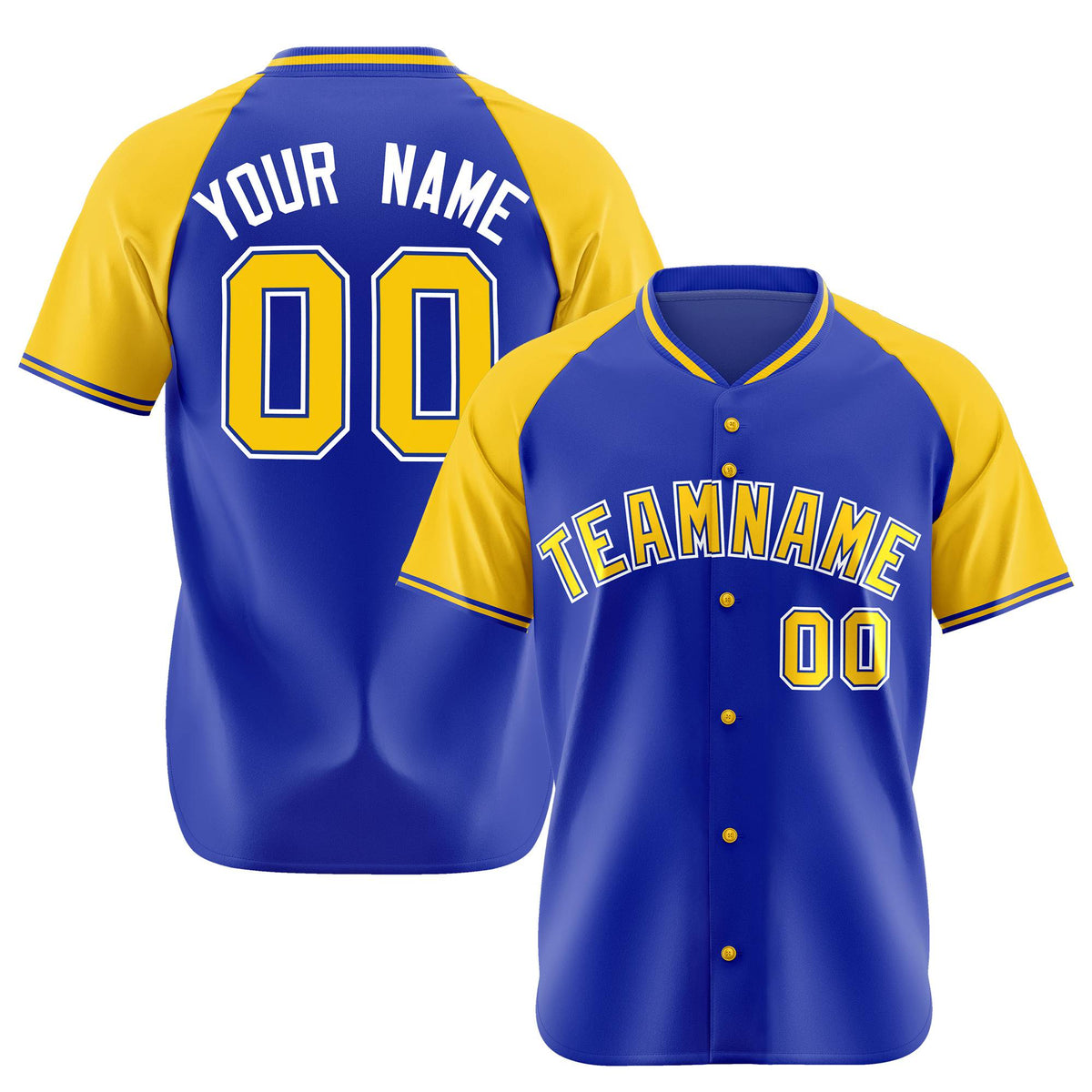 Custom Purple Yellow White Authentic Colored Buttons Baseball Jersey