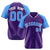 Custom Purple Blue White Authentic Colored Buttons Baseball Jersey